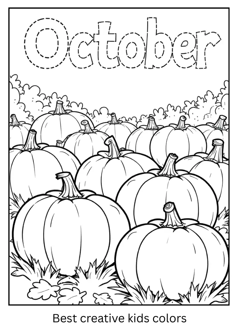 October Pumpkin Patch Coloring Page