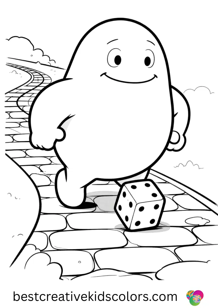 Oogie Boogie printable coloring pages Oogie Boogie printable coloring pages show him rolling dice along glowing cobblestone paths.
