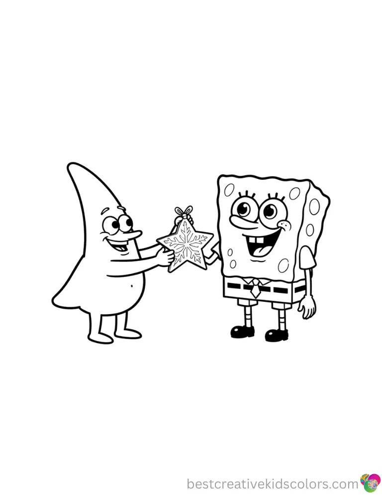 Patrick Star SpongeBob SquarePants shows Patrick handing SpongeBob a sparkling star ornament.