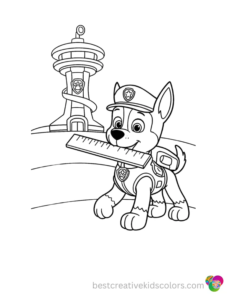 See inside paw patrol lookout coloring pages how pups carry a simple plastic ruler.