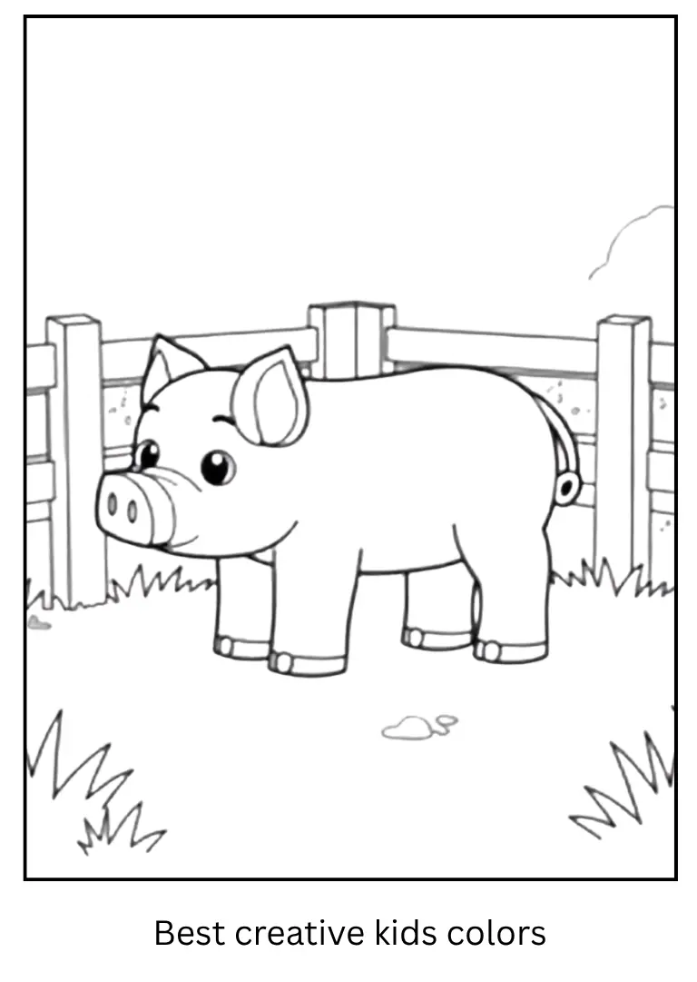 Pig in the Pen – Minecraft Coloring Outline
