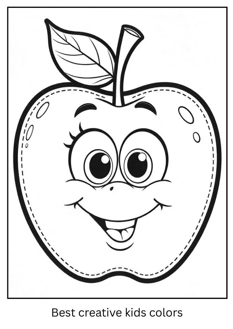 Playful Apple Face Coloring Page