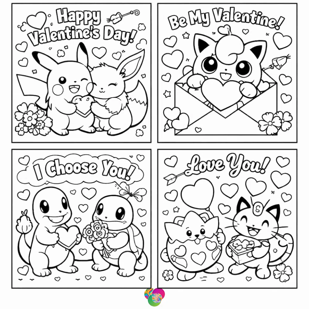 Pokémon Valentine’s Day Coloring Pages