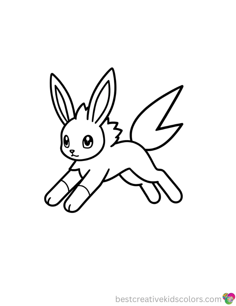 A bright Jolteon races as fast as a lightning bolt across the field in Pokemon coloring free.