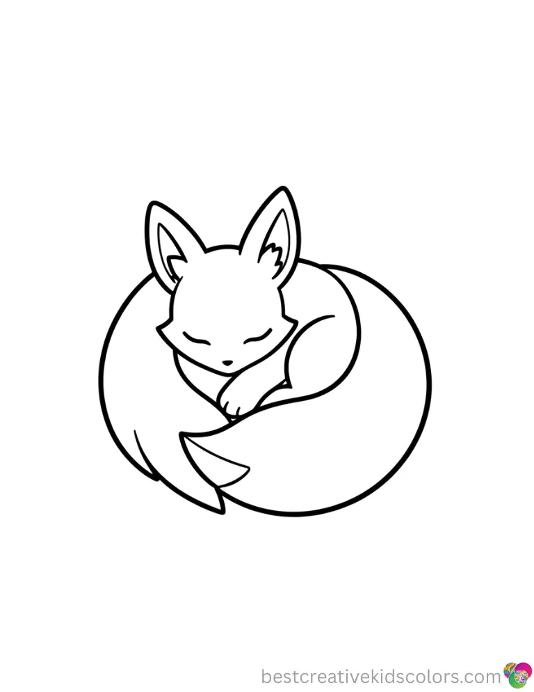 A soft Vulpix curls its six beautiful tails to take a nap in Pokemon cute coloring pages.