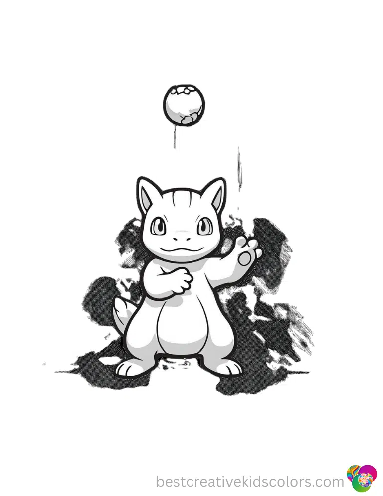 Pokemon printables PDF displays a Pokemon tossing a round berry into the air neatly.