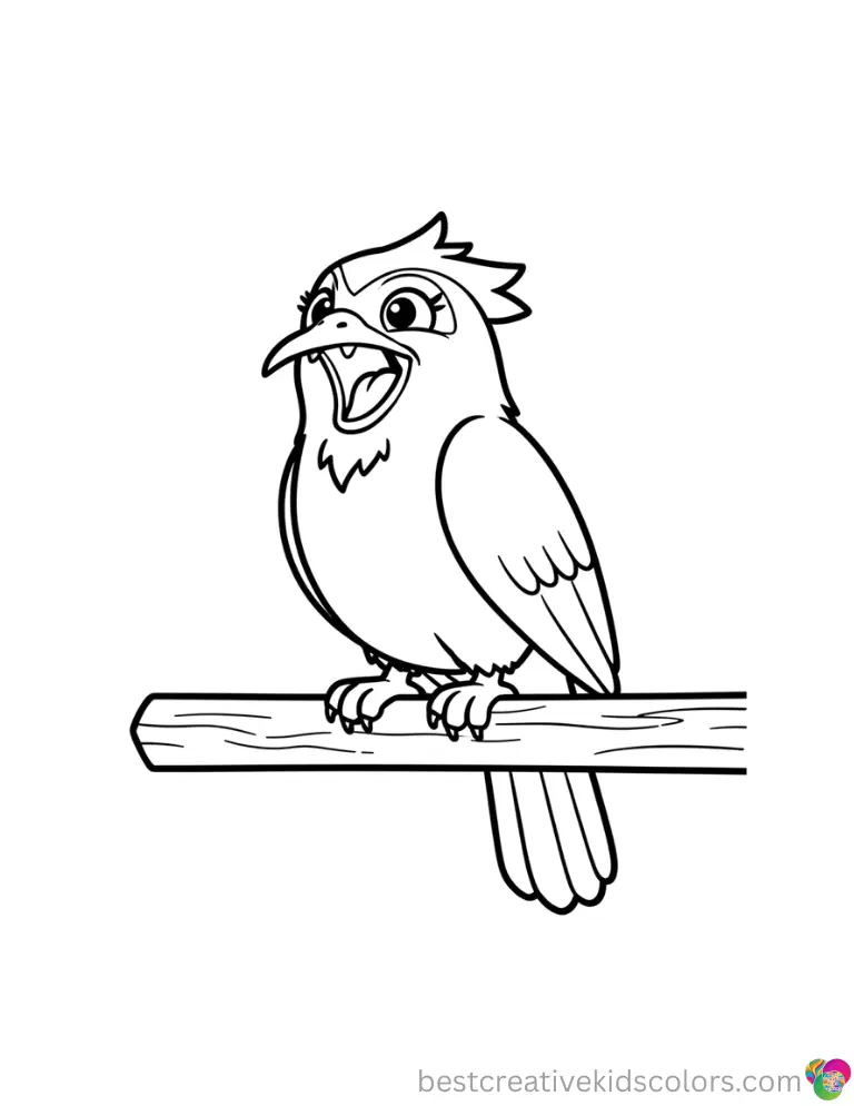 Paint inside Pokemon thanksgiving coloring pages a colorful Chatot squawking loudly on a wooden perch.