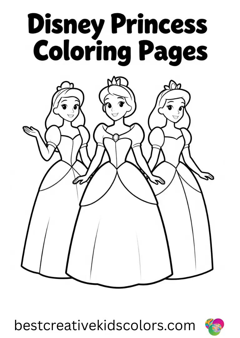 Princess colouring page free shows princesses threading buttons onto strings.