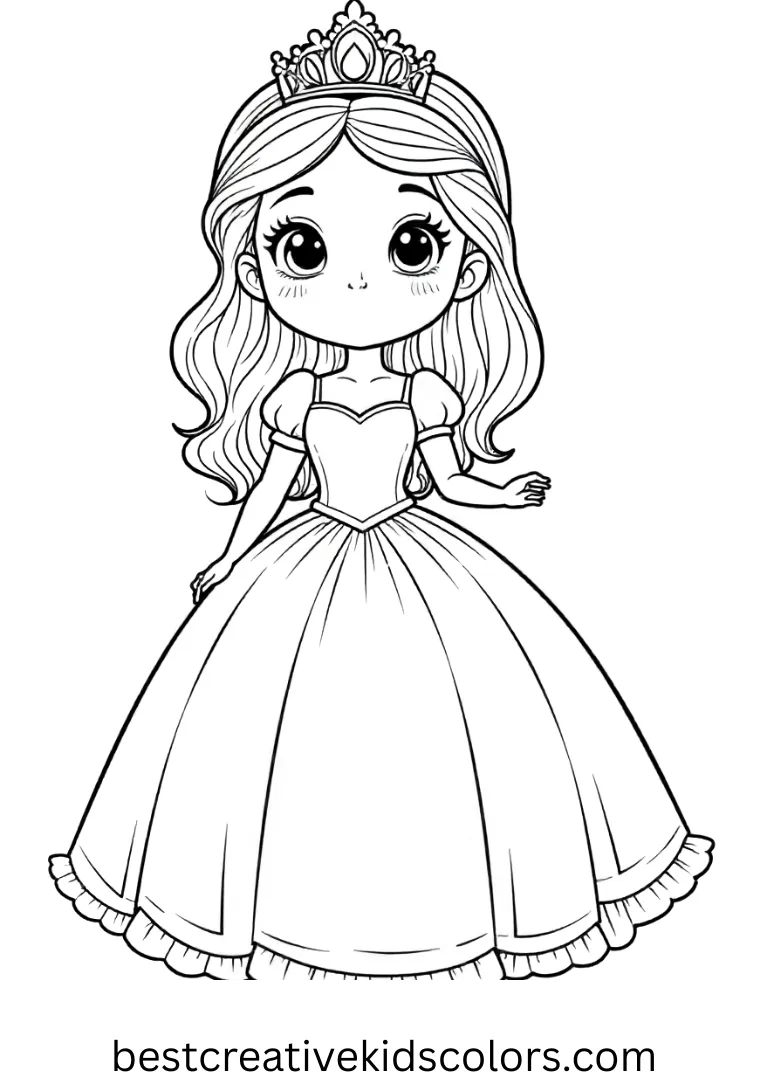 Enjoy easy coloring with Princess printout for coloring easy, perfect for young artists.