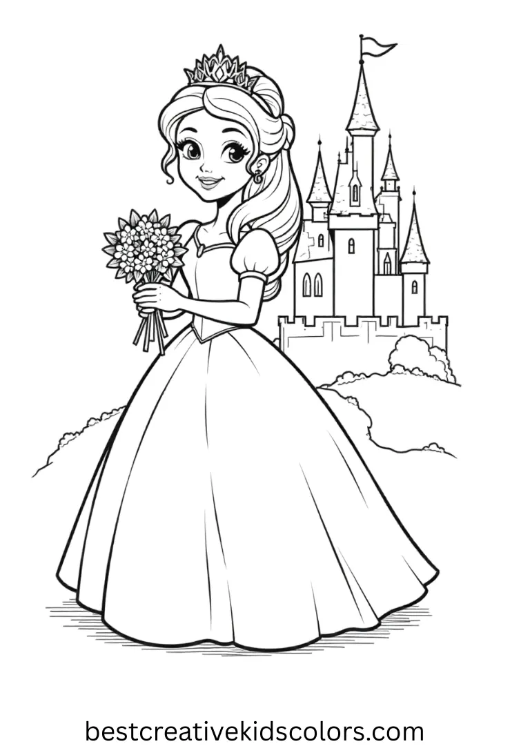 Princess printout for coloring pdf