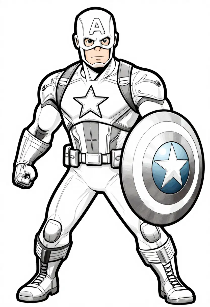 In a quiet backyard, Printable captain america coloring pages shows him stacking colorful building blocks.