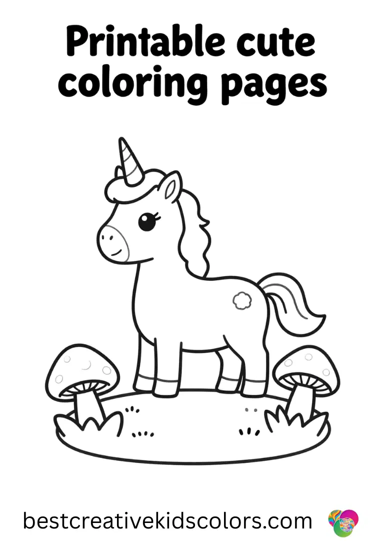 Printable cute unicorn coloring pages