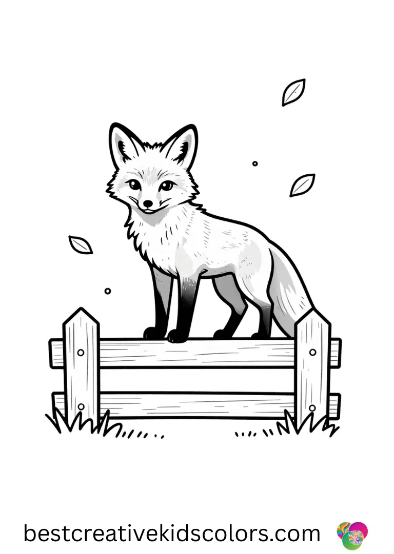 Fox Coloring pages for adults depict a fox stretching beside a calm pond with lilies.