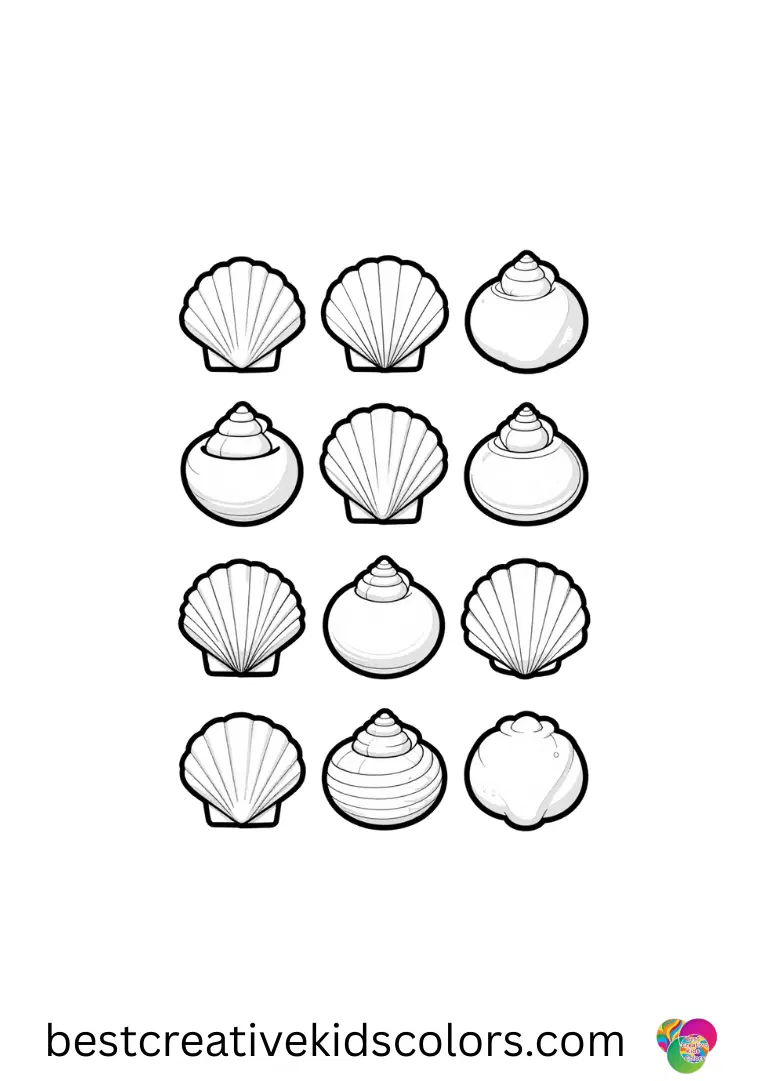 Stitch arranges seashells into a pattern in Printable stitch print for adults.