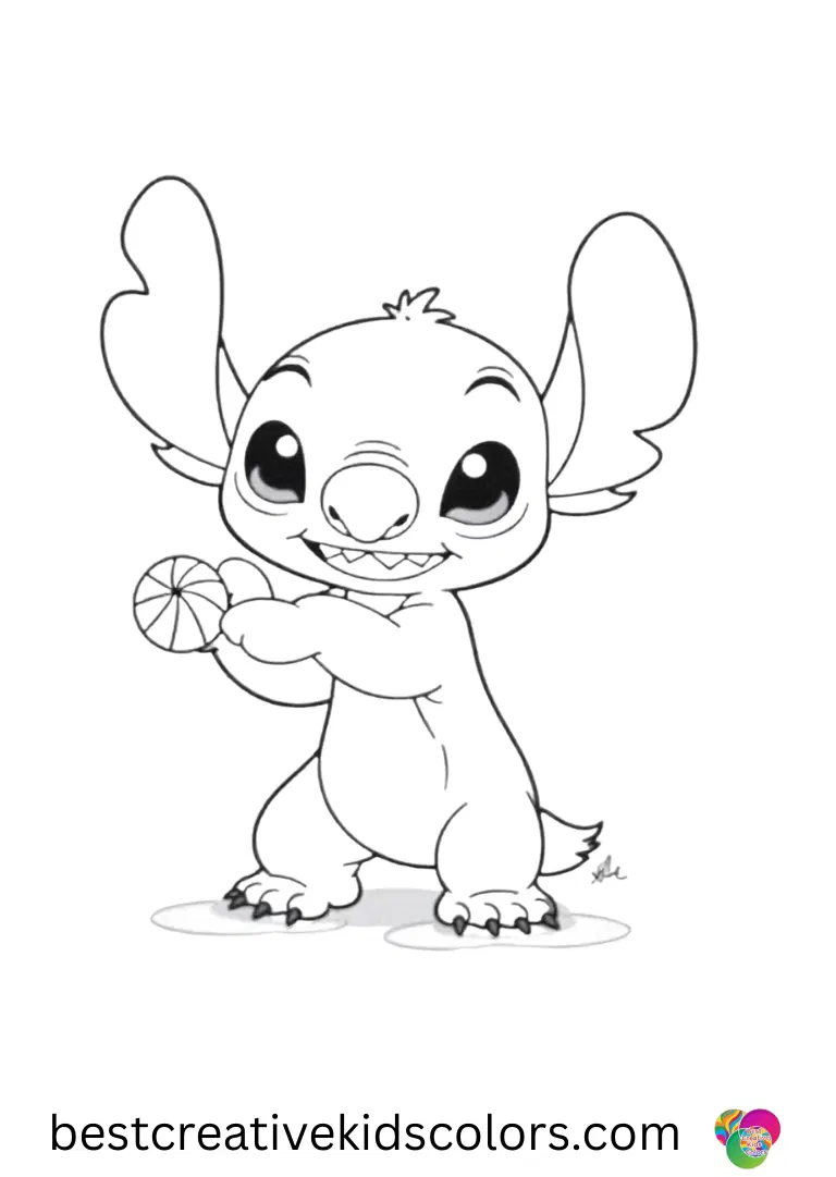 Stitch tosses a beach ball into the air in Printable stitch print pdf free.