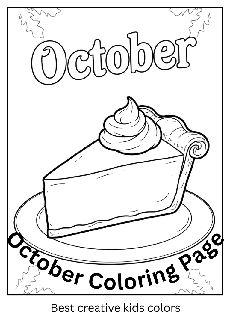 Pumpkin Pie October Coloring Sheet