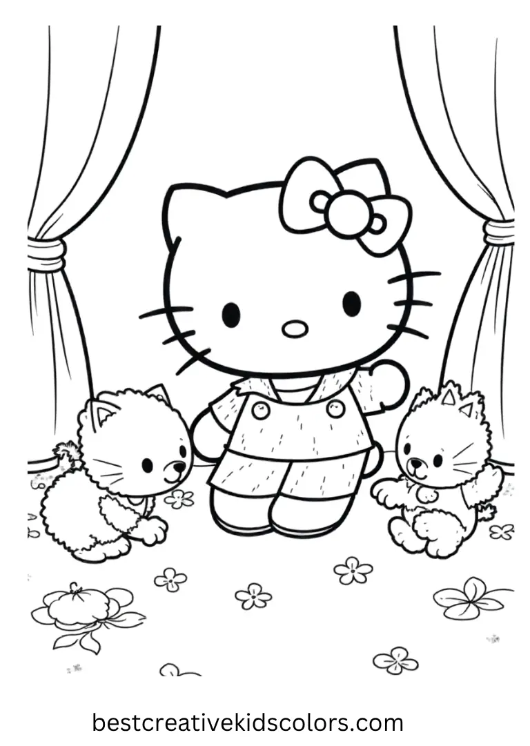 Puppet Show Hello Kitty Coloring Page