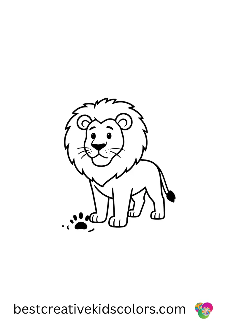 Realistic lion in the wild coloring page free download A lion presses one paw into damp soil, leaving a clear print in Realistic lion in the wild coloring page free download.