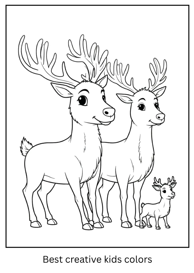 Reindeer Family Coloring Page Reindeer Family Coloring Page