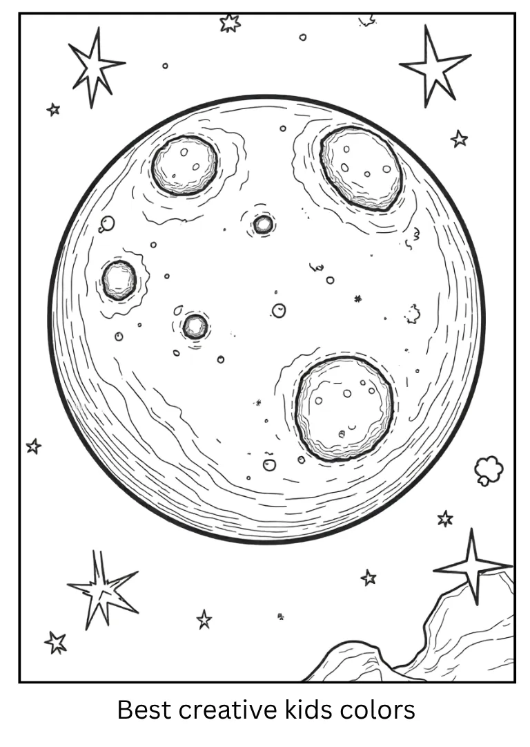 Rocky Planet Coloring Page of Mercury with Craters