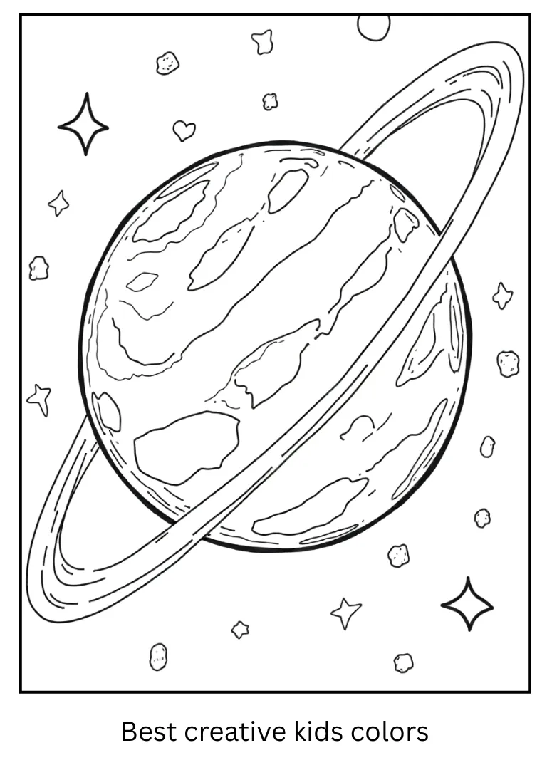 Rocky Planet Coloring Page of Mercury with Easy Shapes