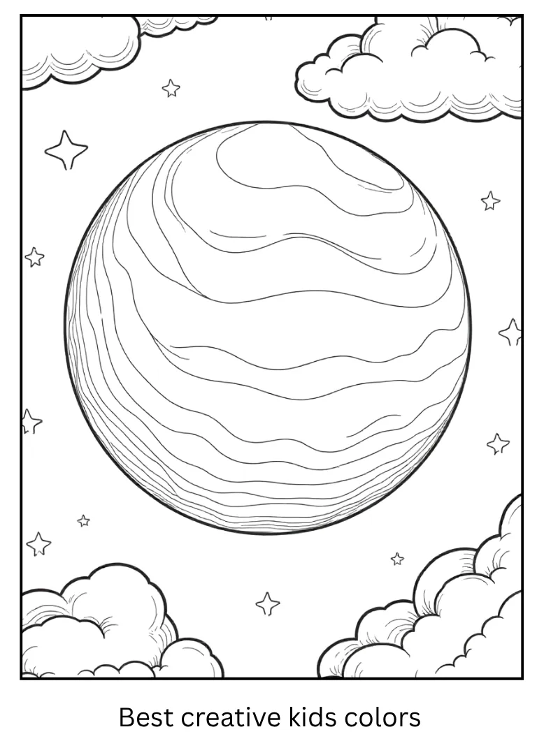 Rocky Planet Coloring Page of Venus with Clouds