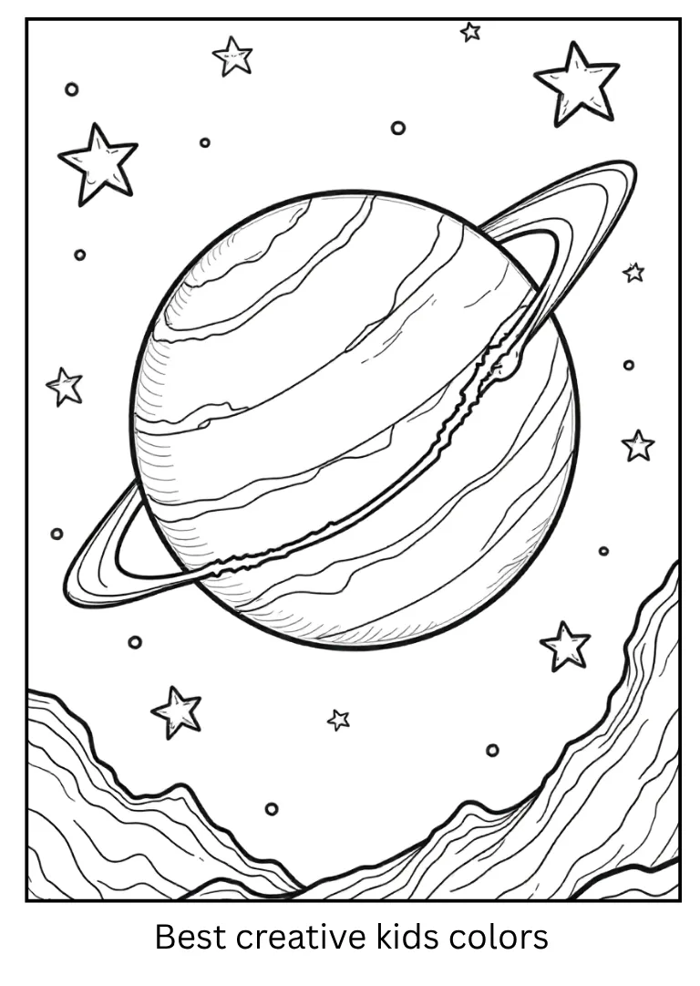Rocky Planet Coloring Page of Venus with Stars