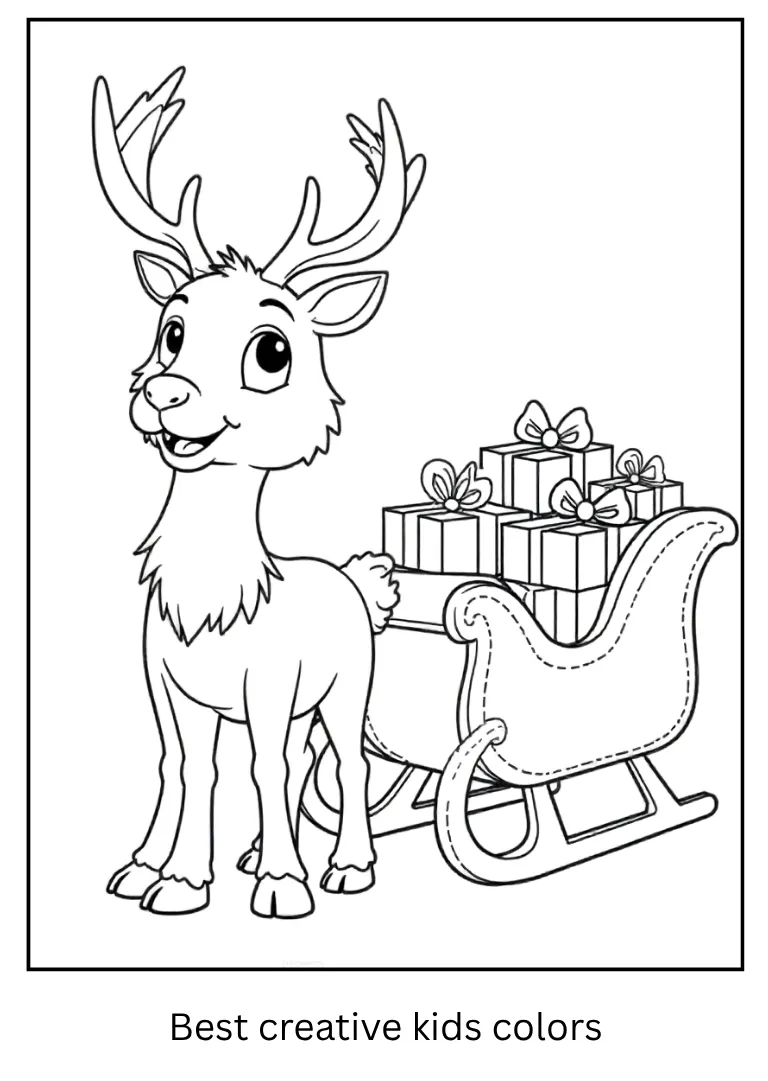 Rudolph with Sleigh Coloring Pag Rudolph with Sleigh Coloring Pag
