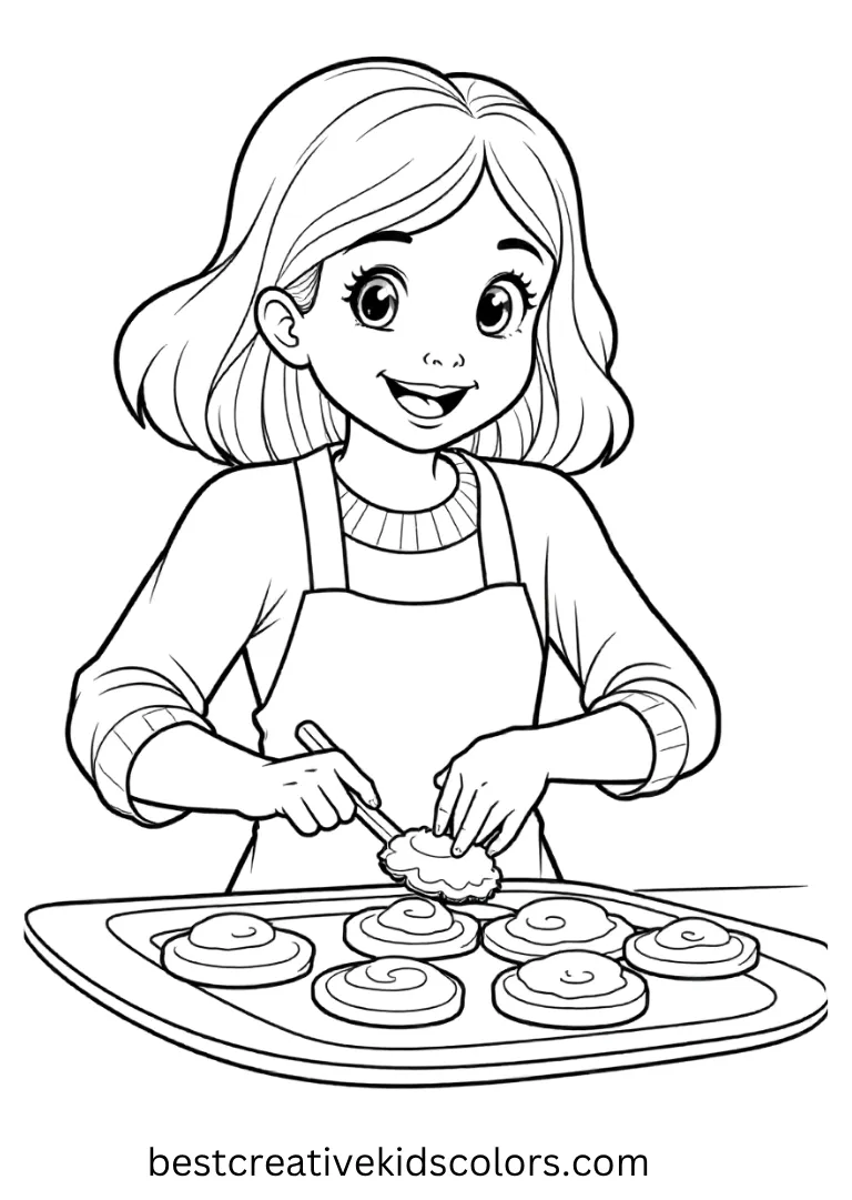 Sally Baking Halloween Cookies Coloring Sheet