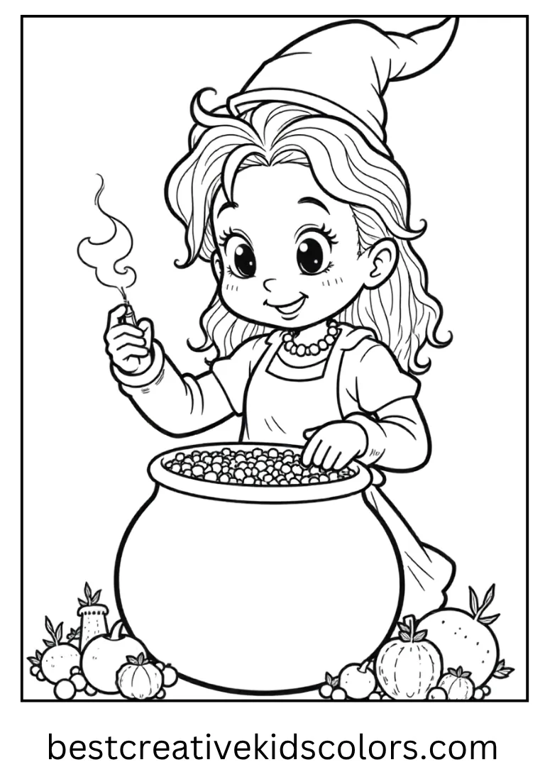 Sally Stirring a Potion Coloring Sheet