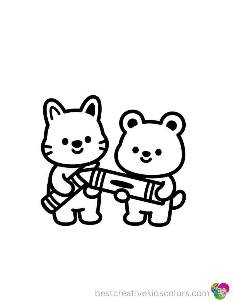 Sanrio characters correctly hold a thick wax crayon nicely in Sanrio summer coloring pages.