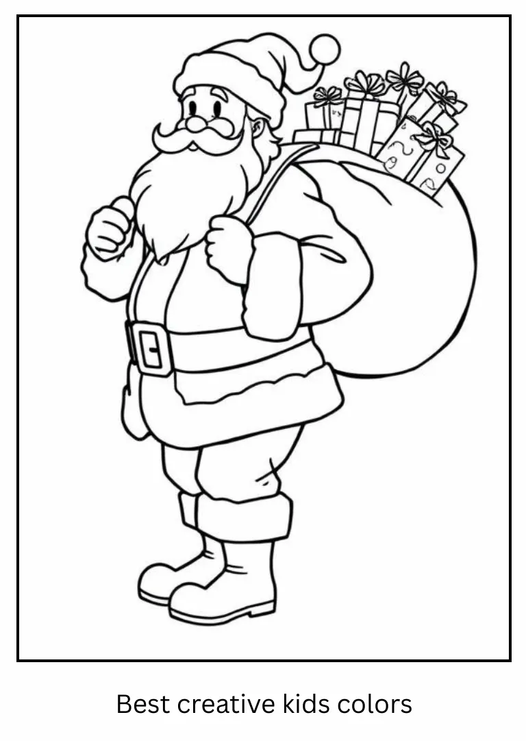 Santa Claus Coloring Page – Carrying a Sack of Gifts