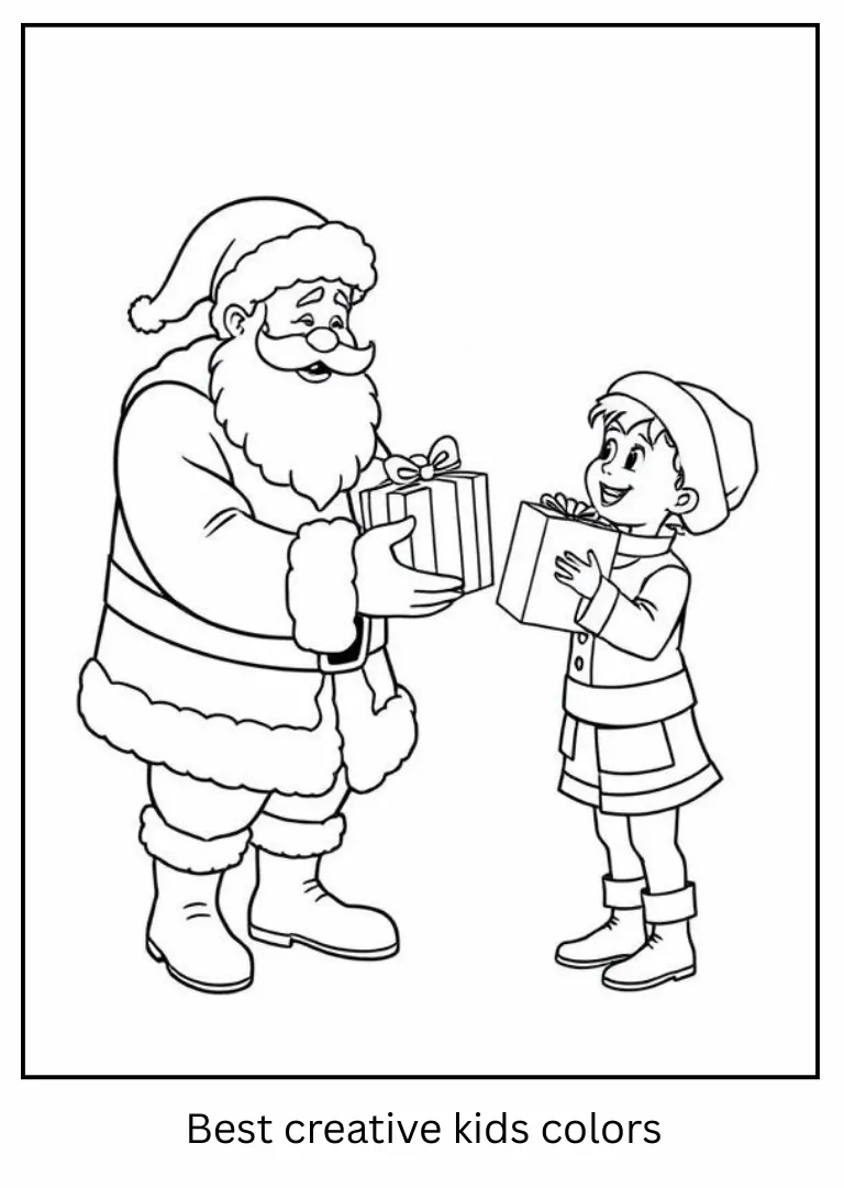 Santa Giving Presents Coloring Pages