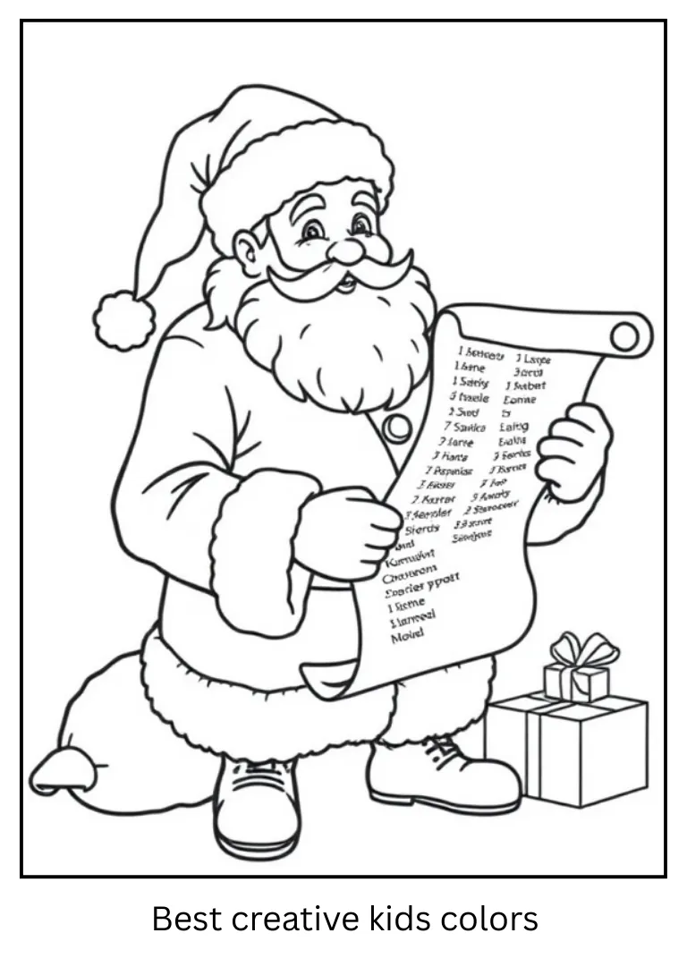 Santa Reading His List Coloring Pages Santa Reading His List Coloring Pages
