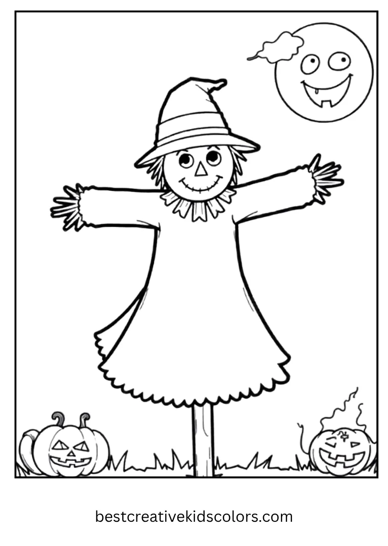 Scarecrow Dance Halloween Coloring Sheet