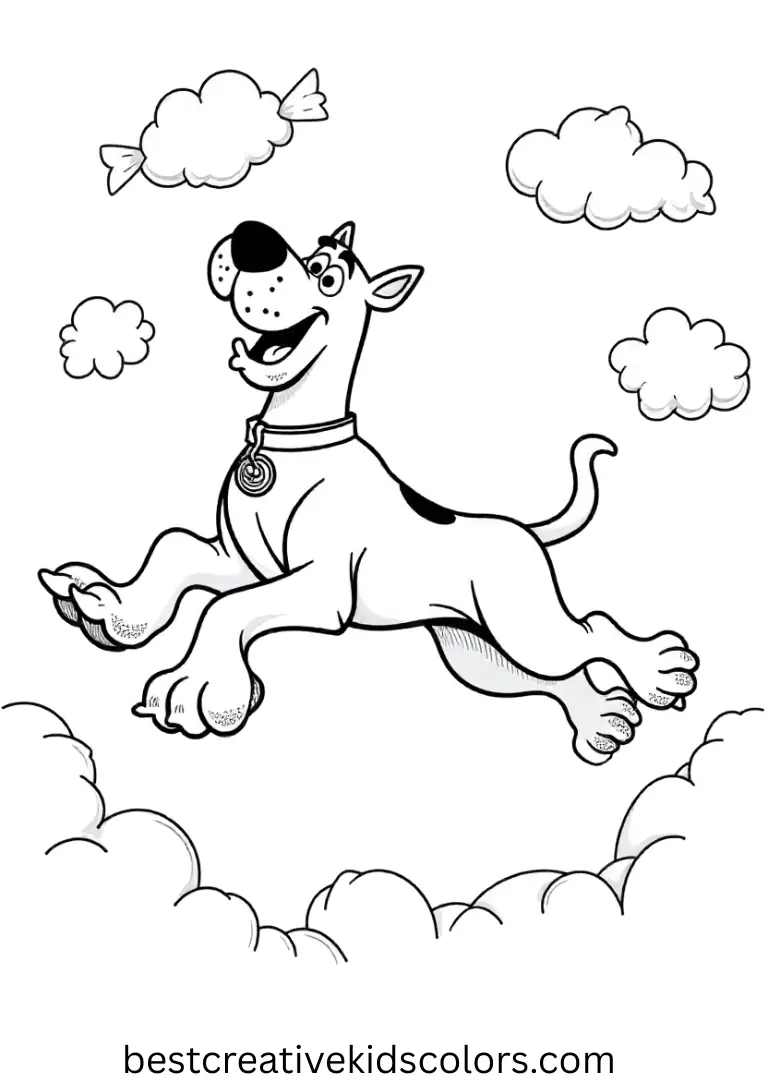 Scooby Doo Ghost Adventure Coloring Page Scooby Plays in Fluffy Candy Clouds