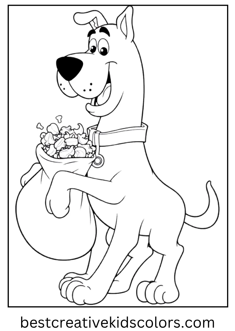 Scooby carries a candy bag filled to the top.