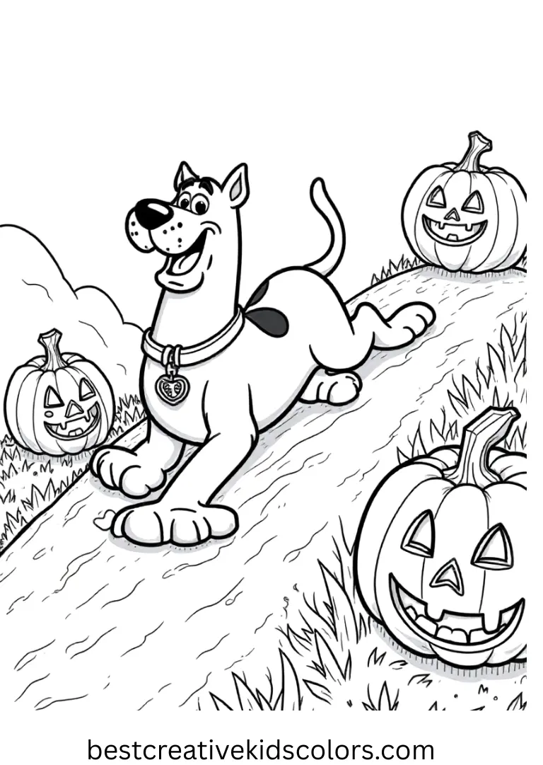 Scooby Doo Halloween Coloring Page Scooby Slides Down Pumpkin Hill