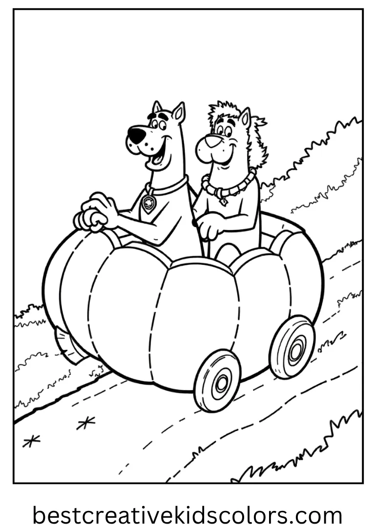 Scooby and Shaggy Pumpkin Ride Coloring Sheet