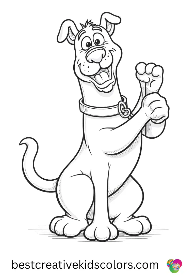 Scooby gently rotates a carved wooden charm in Scooby doo coloring page free disney.