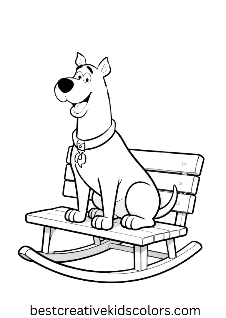 Scooby steadies a gently rocking bench while listening to faint nighttime sounds in Scooby doo halloween coloring pages free.