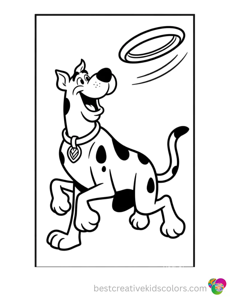 Scooby doo mystery incorporated coloring pages free A happy Scooby catches a flying frisbee in Scooby doo mystery incorporated coloring pages free.