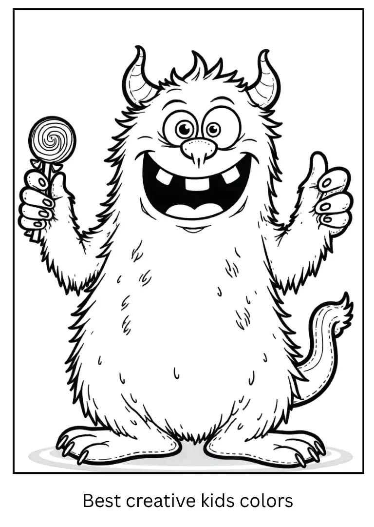 Silly Monster with Candy Coloring Sheet