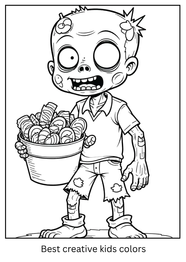 Silly Zombie with Candy Coloring Sheet