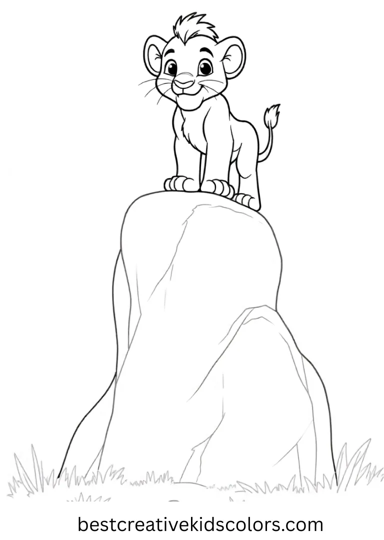 Simba’s Pride Rock Adventure Disney Coloring Page Climb Pride Rock with Simba on easy and playful Disney Coloring Pages.