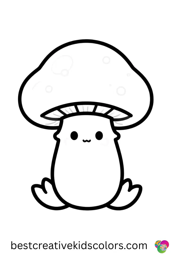 Simple drawing mushroom drawing diagram illustrates a mushroom with circular patterns on its stem.