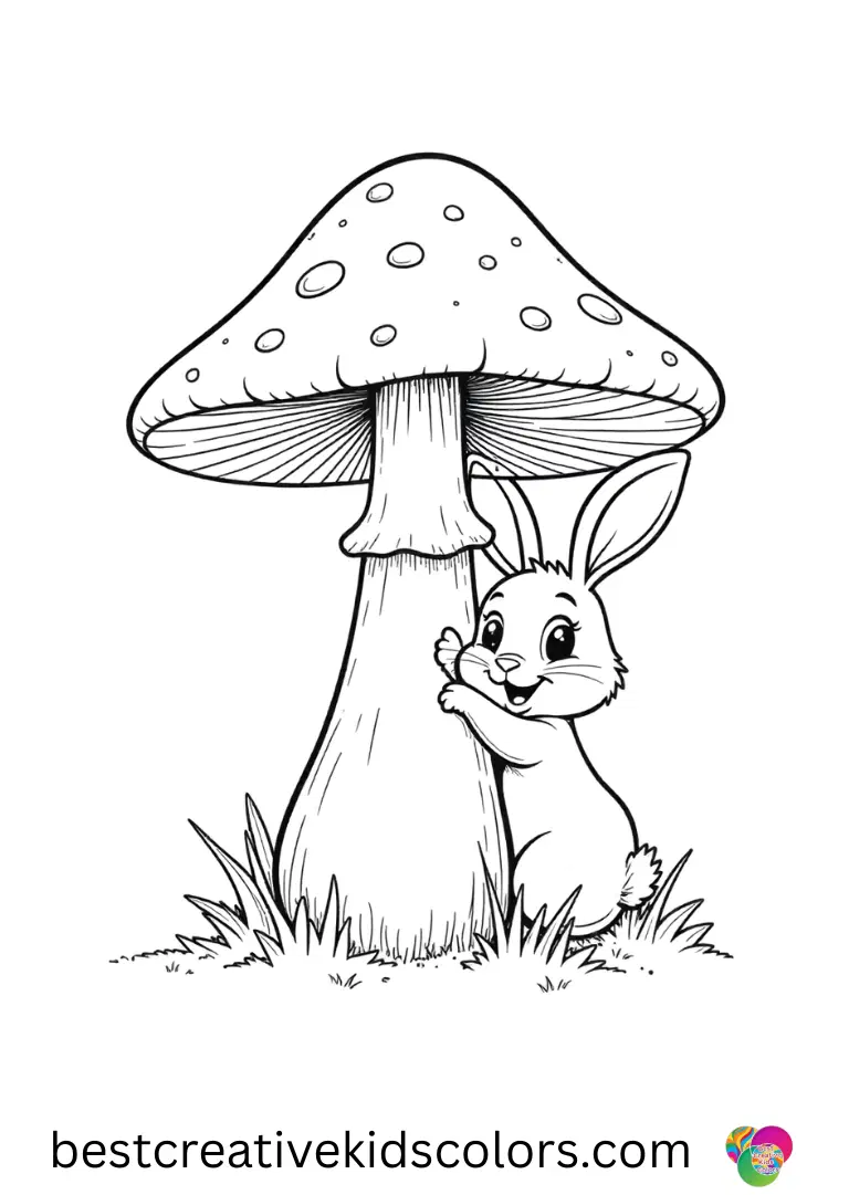 Simple mushroom forest coloring page