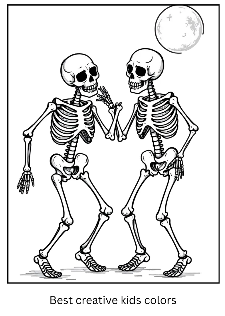 Skeleton Friends Halloween Coloring Printable
