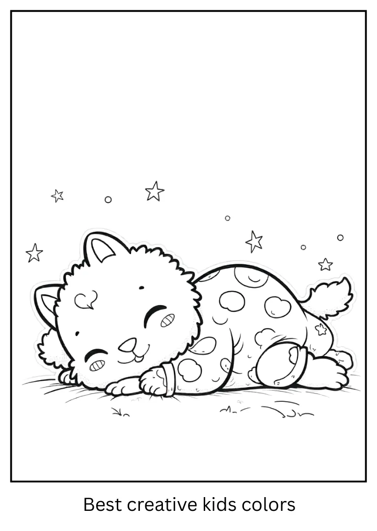 Sleepy Labubu in Pajamas Coloring Page