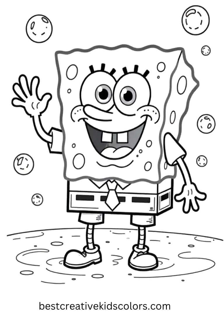 Smiles and Waves in Bikini Bottom – SpongeBob Coloring Pages